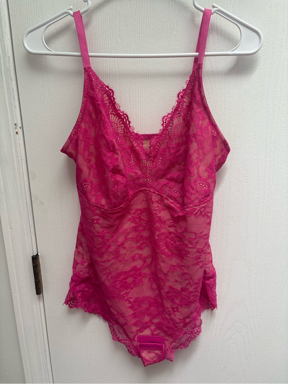 Lace Sheer Chemise Slip in Hot Pink